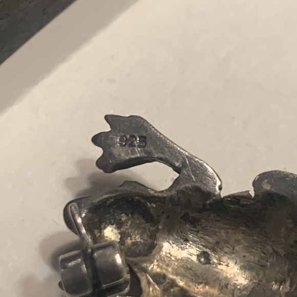 STERLING SILVER MARCASITE FROG BROOCH PIN - Picture 3 of 8